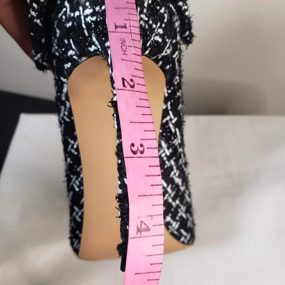 New York & Company Black Fabric Pointed Toe Slip-on Pumps with Bow Detail